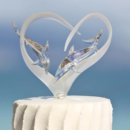 Dolphin Glass Wedding Cake Topper by Kai Pua Gallery