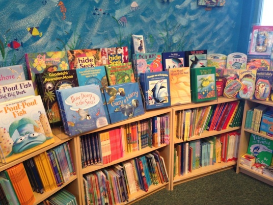 Childrens book section at maui ocean center store