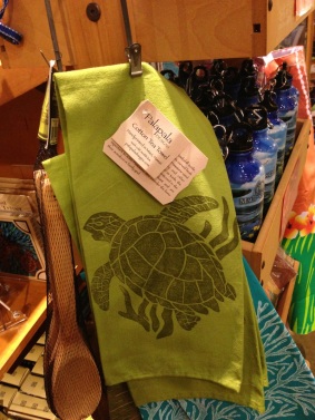 Green turtle dish towel