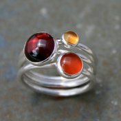 Maui Sunset Stacking Rings with Garnet, Citrine and Carnelian