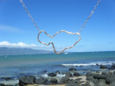 maui island shape necklace silver or gold