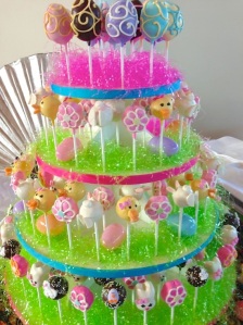easter cake pop four tier display