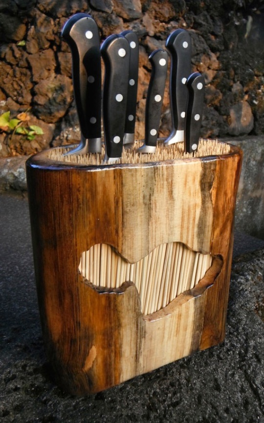 wood knife holder beautiful maui carved gift