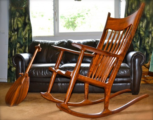 Koa Wood Rocking Chair Made on Maui