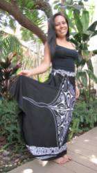 Kapa Skirt Black White Ha Wahine