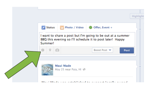 how to schedule a post on Facebook